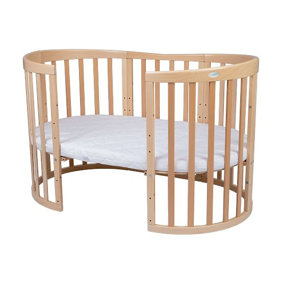 Lit bébé évolutif ovale Ruby 7 en 1 - naturel
