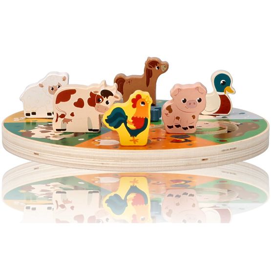 Jeu de glissement en bois - animaux de la ferme