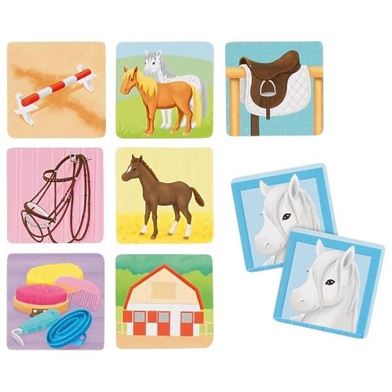 Jeu de mémo en bois Monde du cheval 8 paires