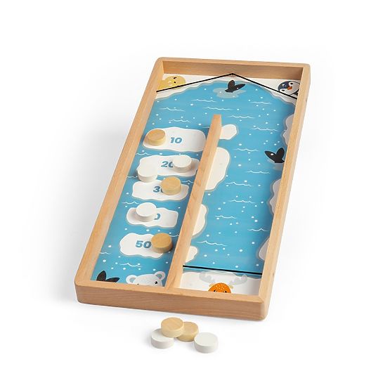 Jeu de palets en bois sur glace
