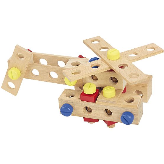 Jeujura Ensemble de construction en bois pour petits bricoleurs 70 pièces