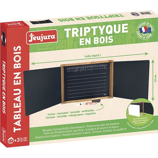 Jeujura Tableau multifonction en bois à trois volets 156x43 cm avec accessoires