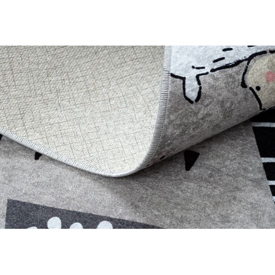 JUNIOR 51974.802 tapis de lavage Ours, animaux pour enfants antidérapant - gris