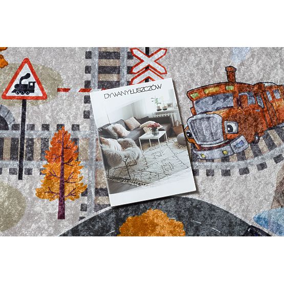 JUNIOR 51986.803 tapis de lavage Rails, locomotive pour enfants antidérapant - gris