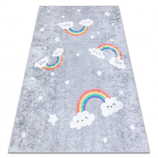 JUNIOR 52063.801 tapis de lavage Arc-en-ciel, nuages pour enfants antidérapant - gris