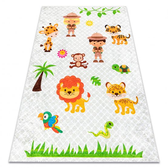 JUNIOR 52104.801 tapis de lavage Safari, animaux pour enfants antidérapant - gris