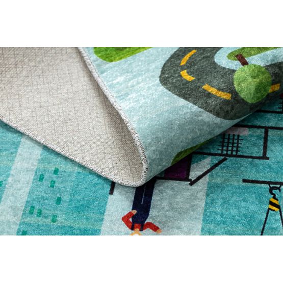 JUNIOR 52105.801 tapis de lavage Chantier, route pour enfants antidérapant - bleu