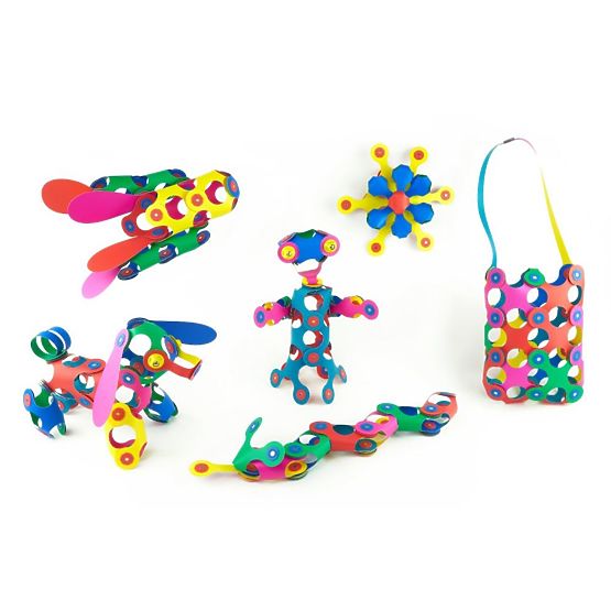 Kit magnétique flexible Clixo, 42 pcs - Arc-en-ciel
