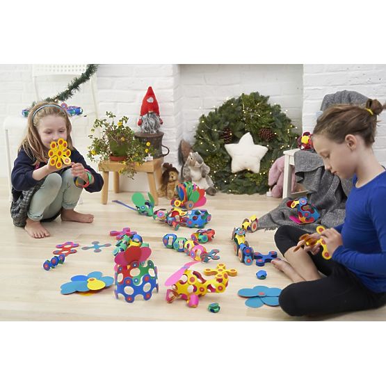Kit magnétique flexible Clixo, 42 pcs - Arc-en-ciel