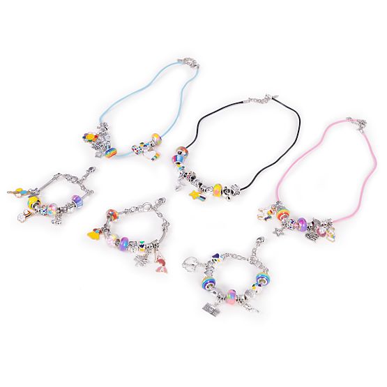 Kit pour fabriquer des bracelets, colliers, pendentifs, perles 66 éléments + organiseur et sac