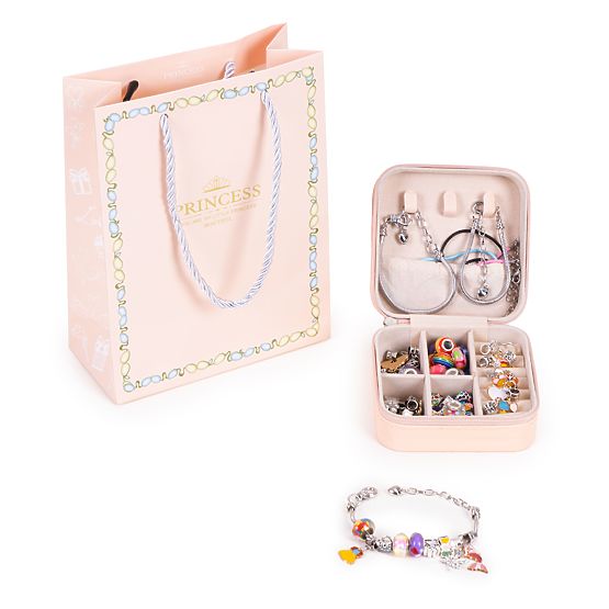 Kit pour fabriquer des bracelets, colliers, pendentifs, perles 66 éléments + organiseur et sac