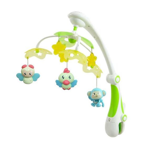 Kolotoč nad postýlku se světelným projektorem Baby Mix zvířátka zelený
