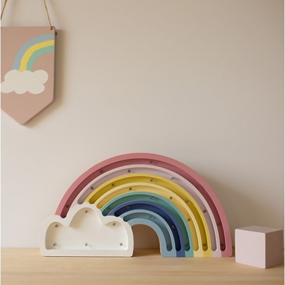 Lampe en bois pour enfants Lampe LED Arc-en-ciel pastel