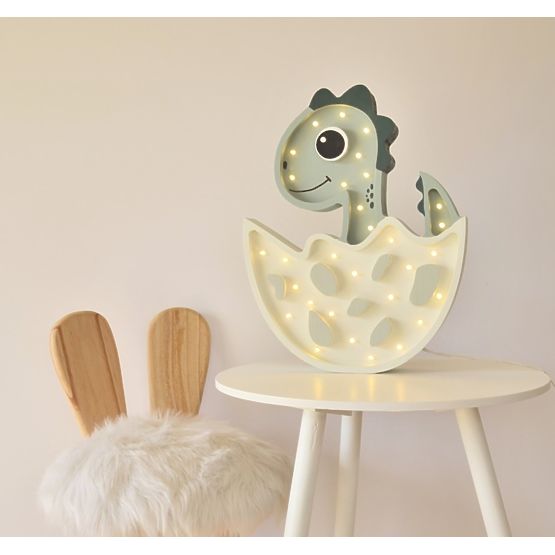 Lampe en bois pour enfants Lampe LED Dino - vert pastel