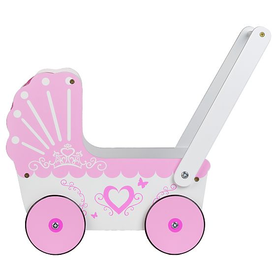 Landau en bois pour poupées avec baldaquin ECOTOYS