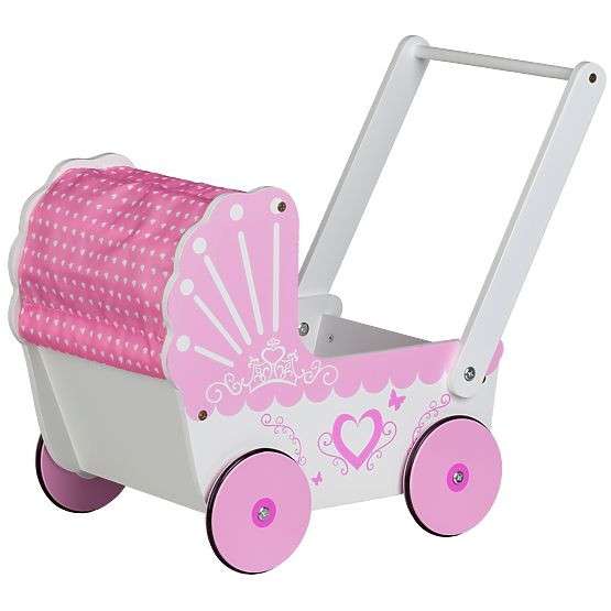 Landau en bois pour poupées avec baldaquin ECOTOYS