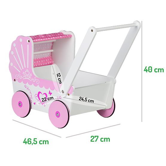 Landau en bois pour poupées avec baldaquin ECOTOYS