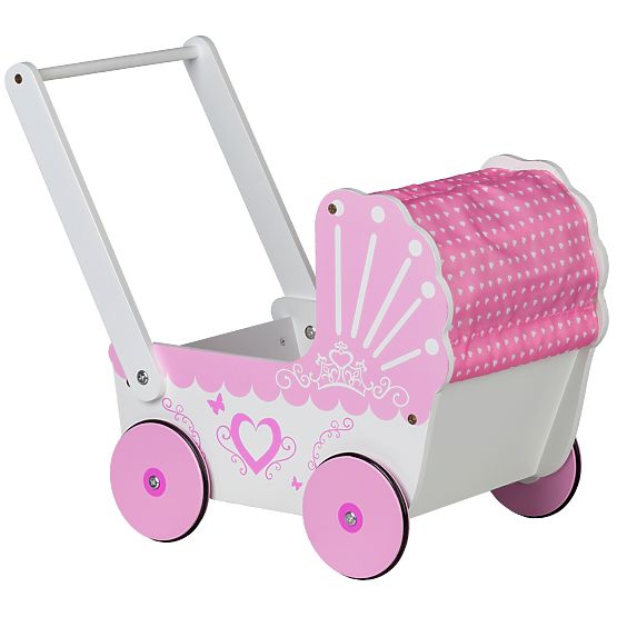 Landau en bois pour poupées avec baldaquin ECOTOYS