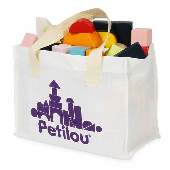 Le Toy Van Petilou Blocs colorés dans un sac en coton 60 pcs
