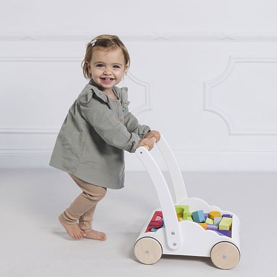 Le Toy Van Petilou Chariot avec blocs arc-en-ciel