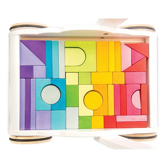 Le Toy Van Petilou Chariot avec blocs arc-en-ciel