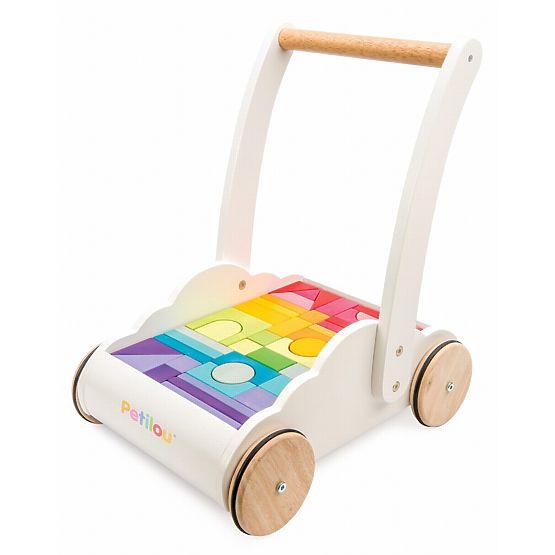 Le Toy Van Petilou Chariot avec blocs arc-en-ciel