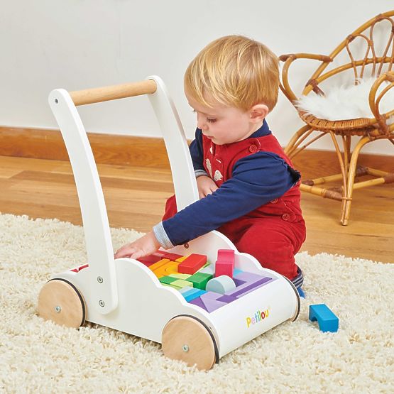 Le Toy Van Petilou Chariot avec blocs arc-en-ciel
