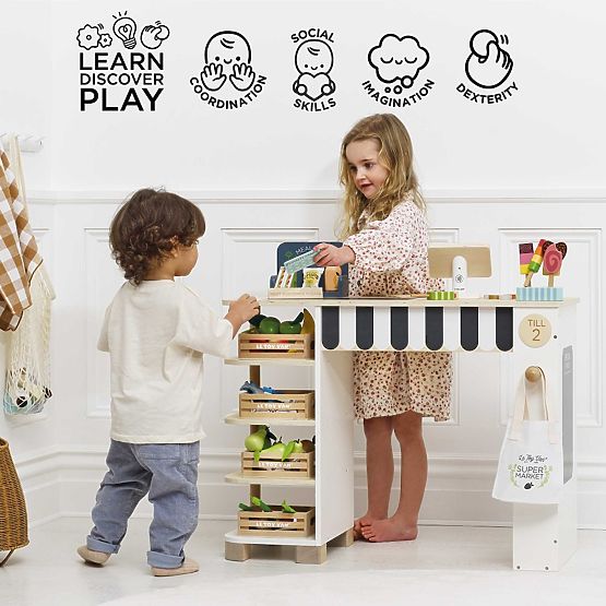 Le Toy Van Stand de vente avec caisse enregistreuse et accessoires