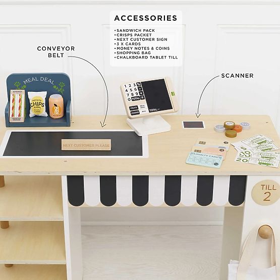 Le Toy Van Stand de vente avec caisse enregistreuse et accessoires
