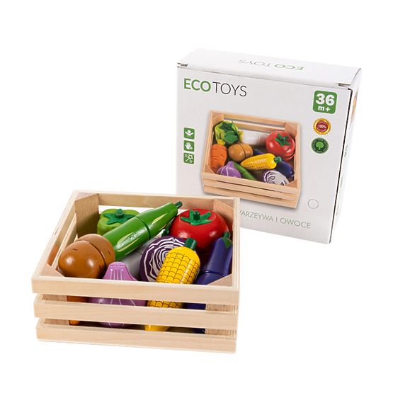 Légumes en bois dans une boîte - 10 pcs