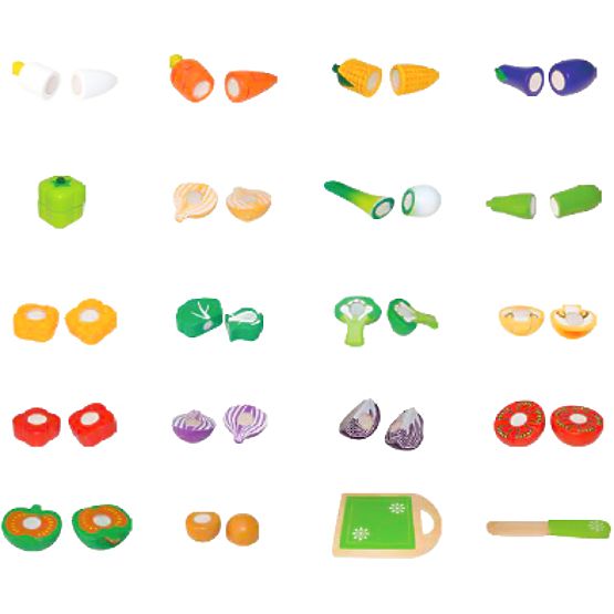 Légumes en bois à découper pour enfants 20 pièces ECOTOYS