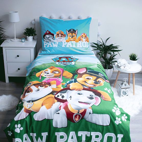 Linge de lit à effet lumineux Paw Patrol 140 x 200 cm + 70 x 90 cm