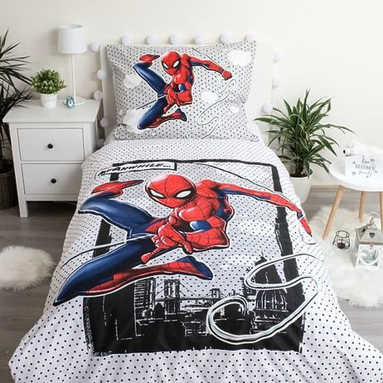 Linge de lit effet Spiderman lumineux 140 x 200 cm + 70 x 90 cm