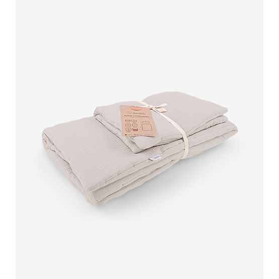 Linge de lit en mousseline garnie Pique-nique - beige