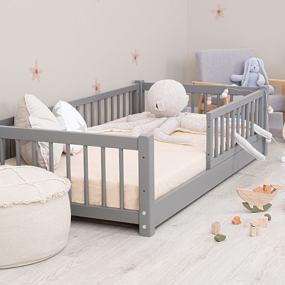 Lit enfant bas Montessori Ourbaby - gris