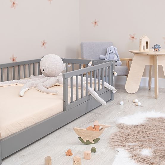 Lit enfant bas Montessori Ourbaby - gris
