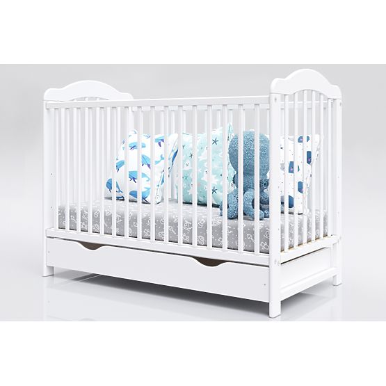 Lit de bébé Alek avec barreaux amovibles - blanc