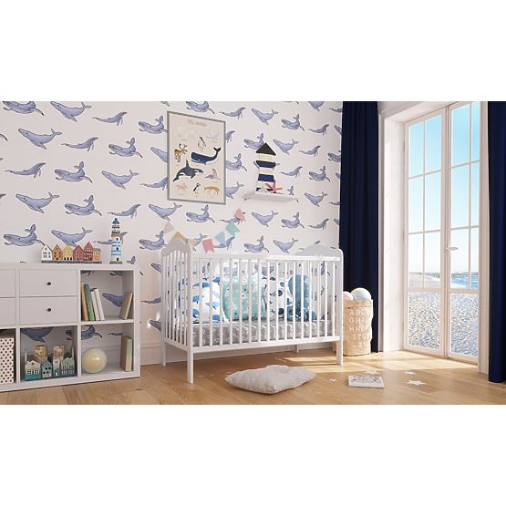 Lit de bébé Alek avec barreaux amovibles - blanc