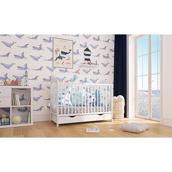 Lit de bébé Alek avec barreaux amovibles - blanc