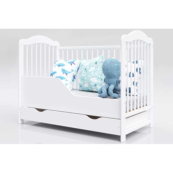 Lit de bébé Alek avec barreaux amovibles - blanc