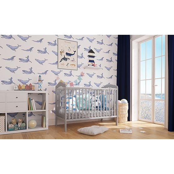 Lit de bébé Alek avec barreaux amovibles - gris