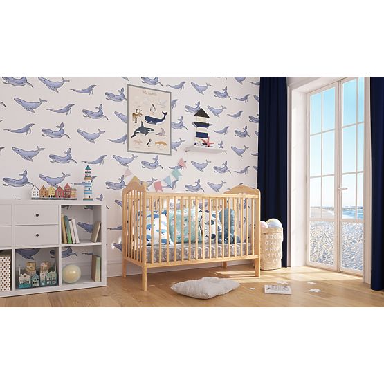 Lit bébé Alek avec barreaux amovibles - naturel