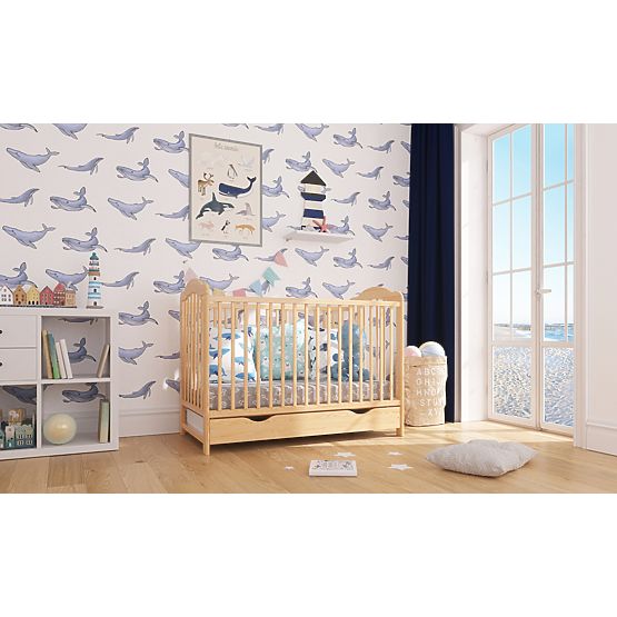 Lit bébé Alek avec barreaux amovibles - naturel