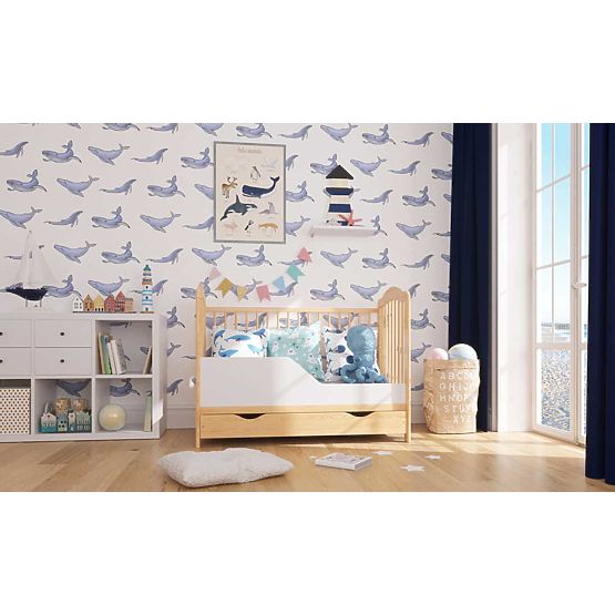 Lit bébé Alek avec barreaux amovibles - naturel