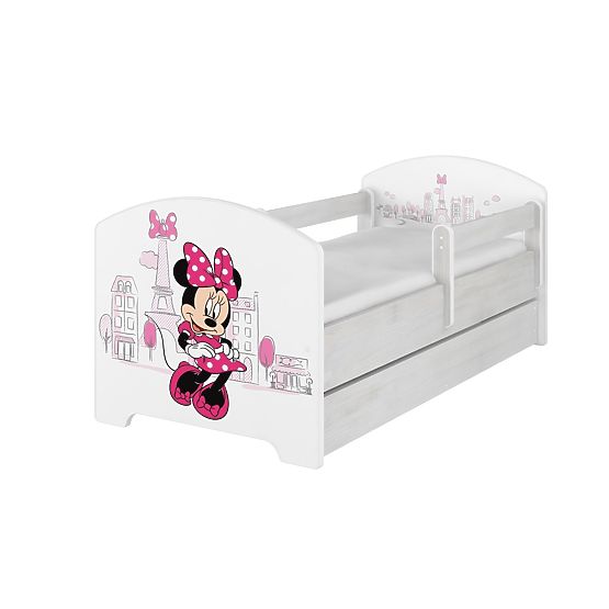 Lit enfant avec barrière - Minnie Mouse à Paris - blanc