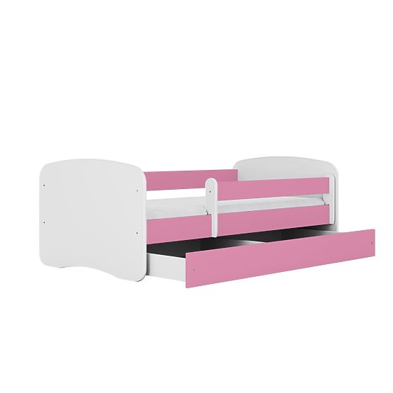 Lit enfant avec barrière Ourbaby - rose-blanc