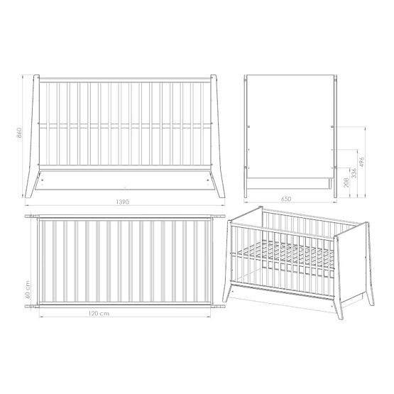 Lit bébé Cosmo 120x60 - anthracite