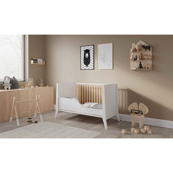 Lit bébé Cosmo Scandi 120x60 blanc-naturel