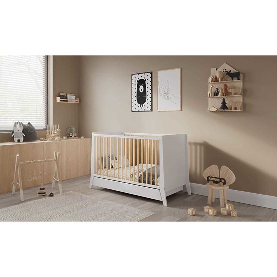 Lit bébé Cosmo Scandi 120x60 blanc-naturel