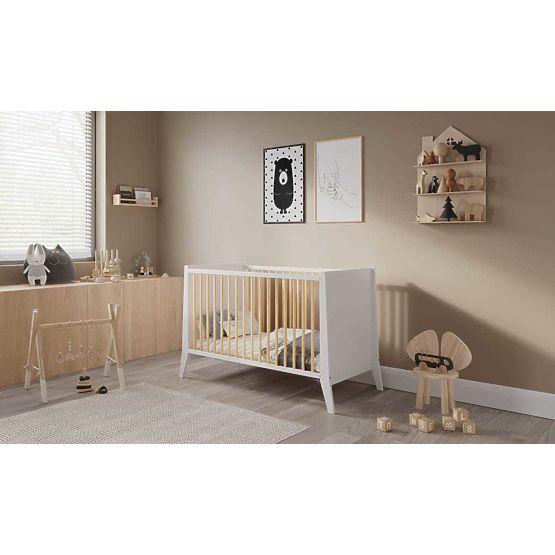Lit bébé Cosmo Scandi 120x60 blanc-naturel